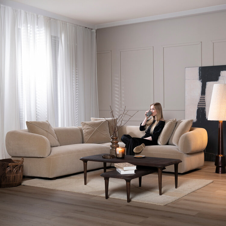 Canapé d'angle gauche velours Palermo taupe