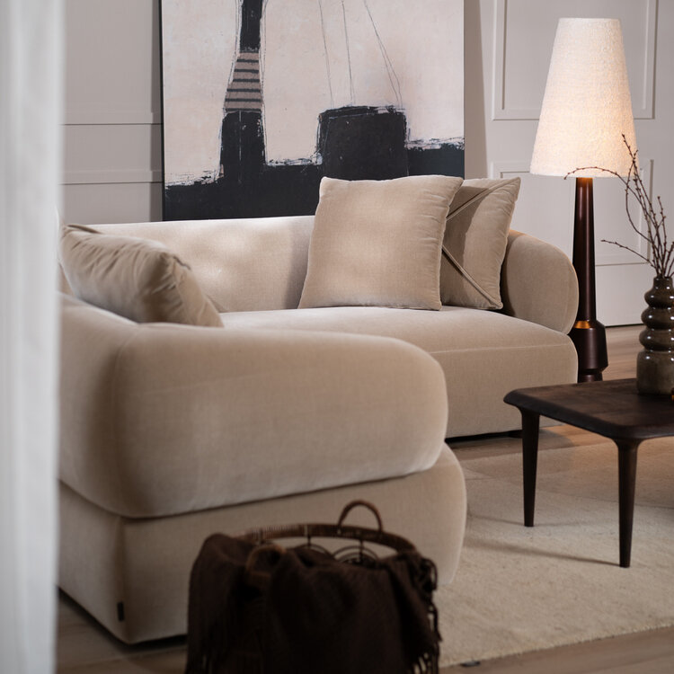 Canapé d'angle gauche velours Palermo taupe