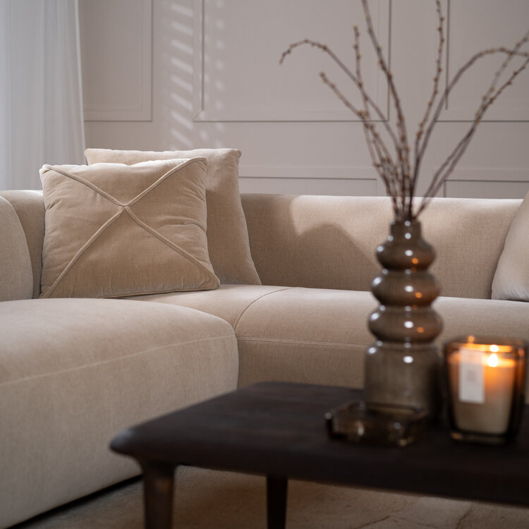 Canapé d'angle gauche velours Palermo taupe