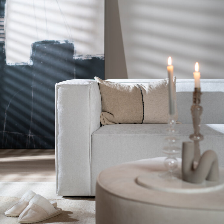 Canapé scandinave Memphis 2,5 places tissu chiné blanc