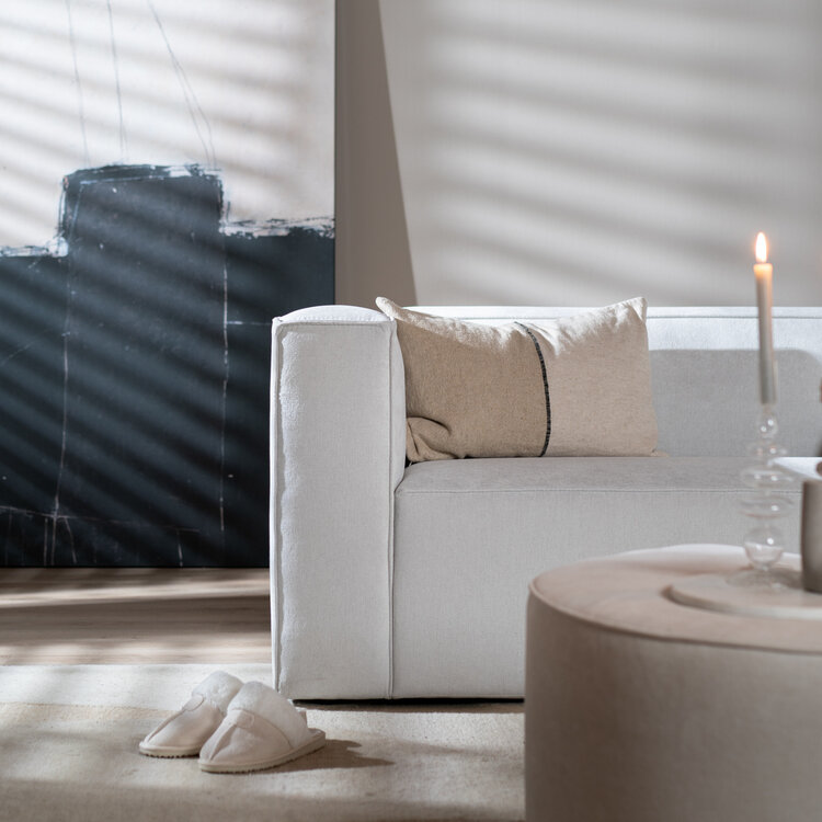 Canapé scandinave Memphis 2,5 places tissu chiné blanc