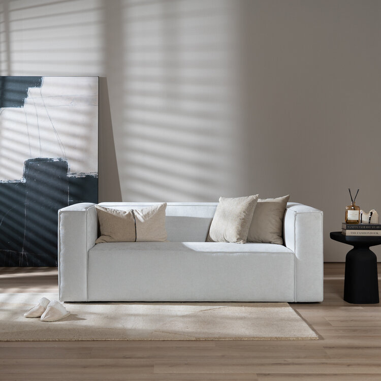 Canapé scandinave Memphis 2,5 places tissu chiné blanc