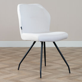 Chaise de salle à manger scandinave Fenris en tissu recyclé beige