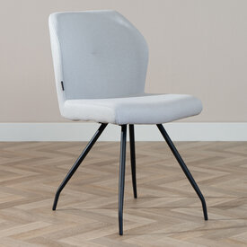 Chaise de salle à manger scandinave Fenris en tissu recyclé gris