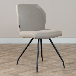 Chaise de salle à manger scandinave Fenris en tissu recyclé taupe