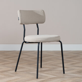 Chaise empilable scandinave Lyon tissu recyclé taupe