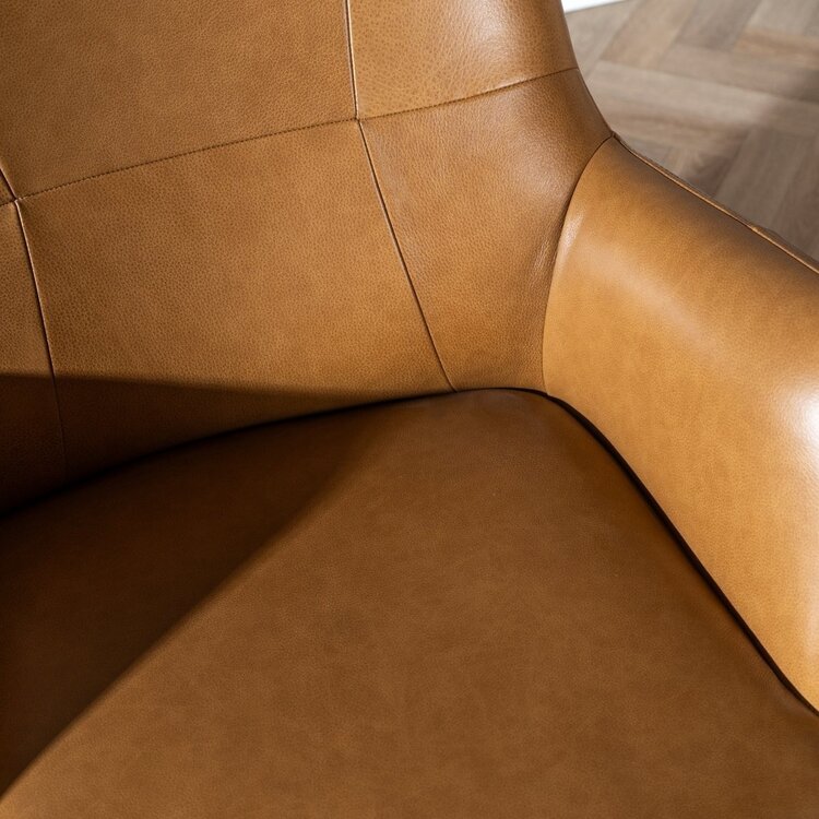 Fauteuil pivotant Stella cuir cognac