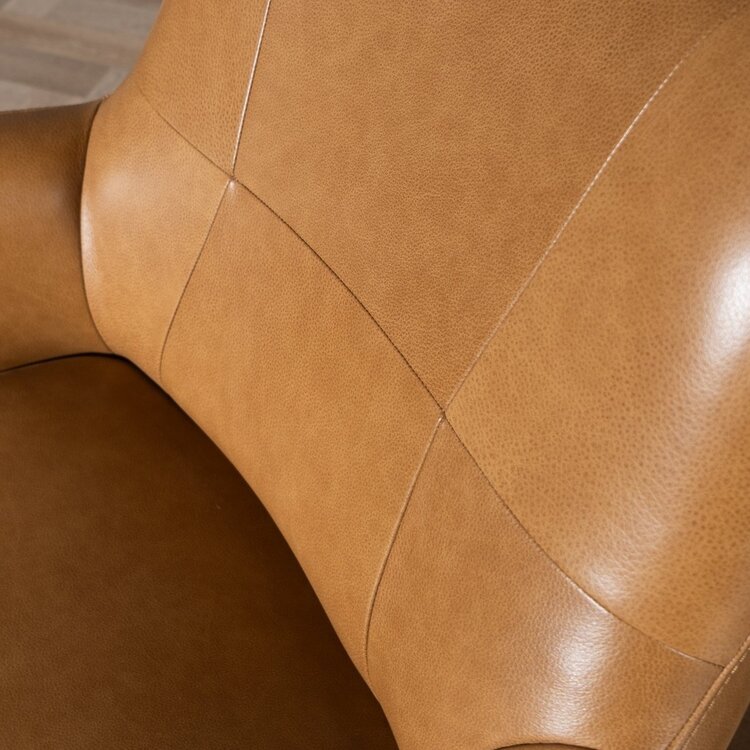 Fauteuil pivotant Stella cuir cognac