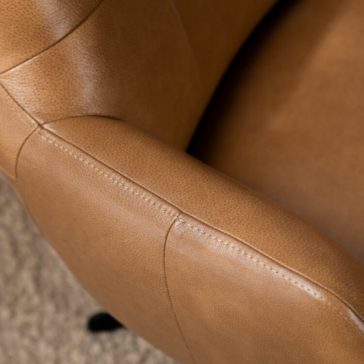 Fauteuil pivotant Stella cuir cognac