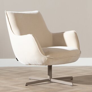 Fauteuil pivotant en velours Stella beige