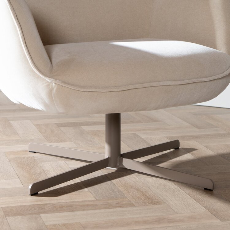 Fauteuil pivotant en velours Stella beige