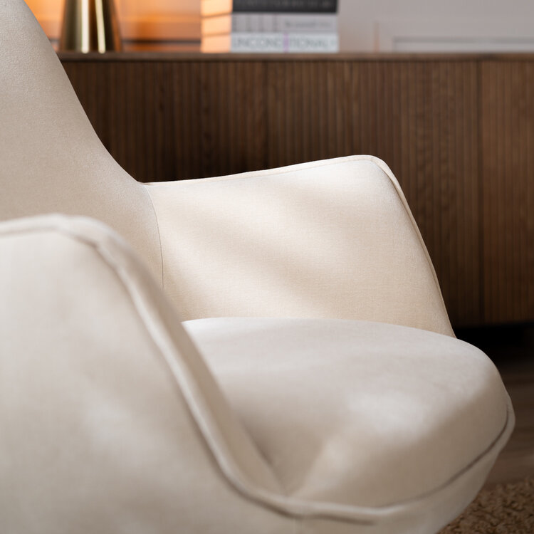 Fauteuil pivotant en velours Stella beige