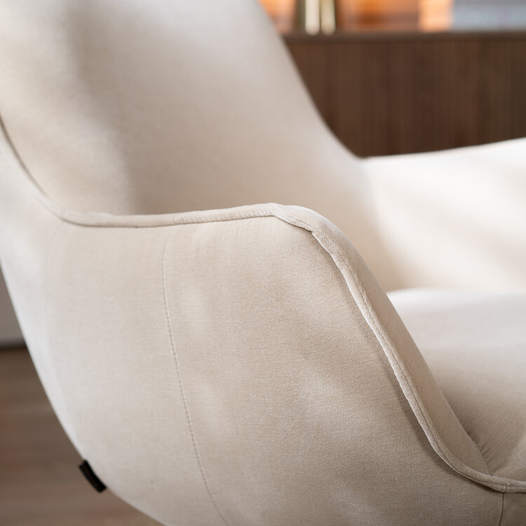 Fauteuil pivotant en velours Stella beige