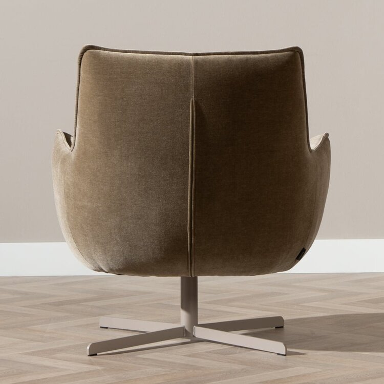 Fauteuil pivotant en velours Stella marron