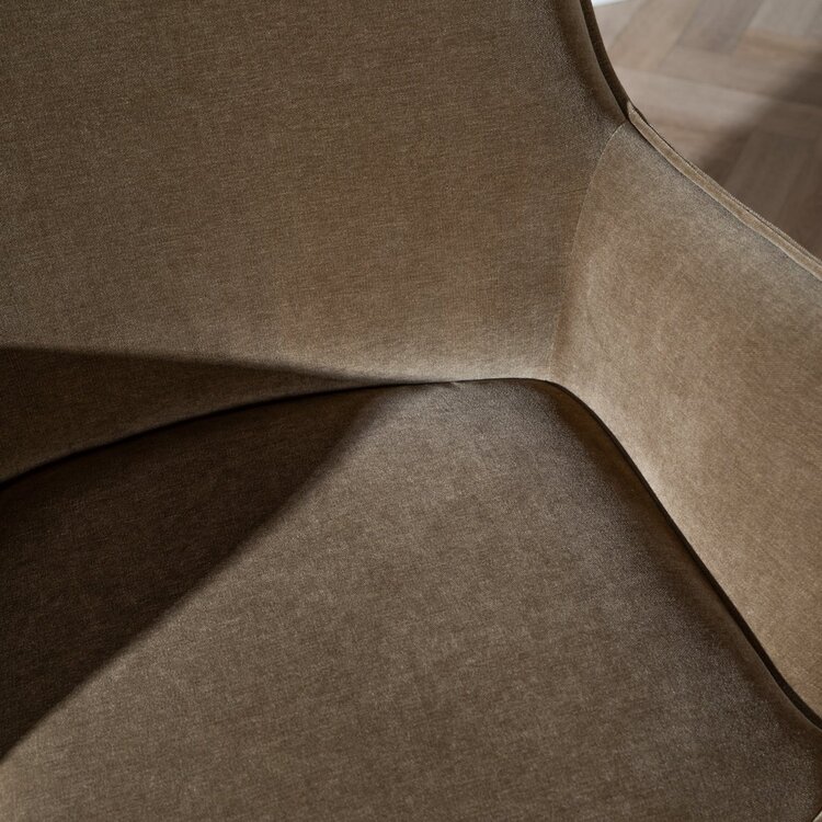 Fauteuil pivotant en velours Stella marron