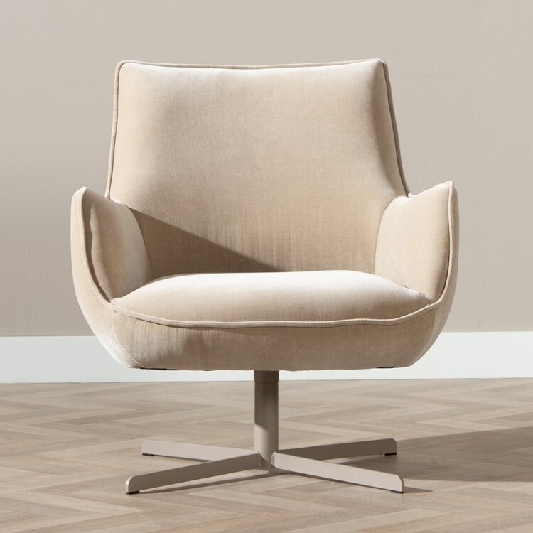 Fauteuil pivotant en velours Stella taupe