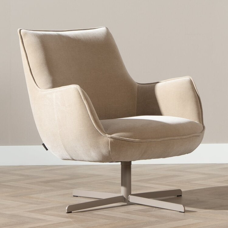 Fauteuil pivotant en velours Stella taupe