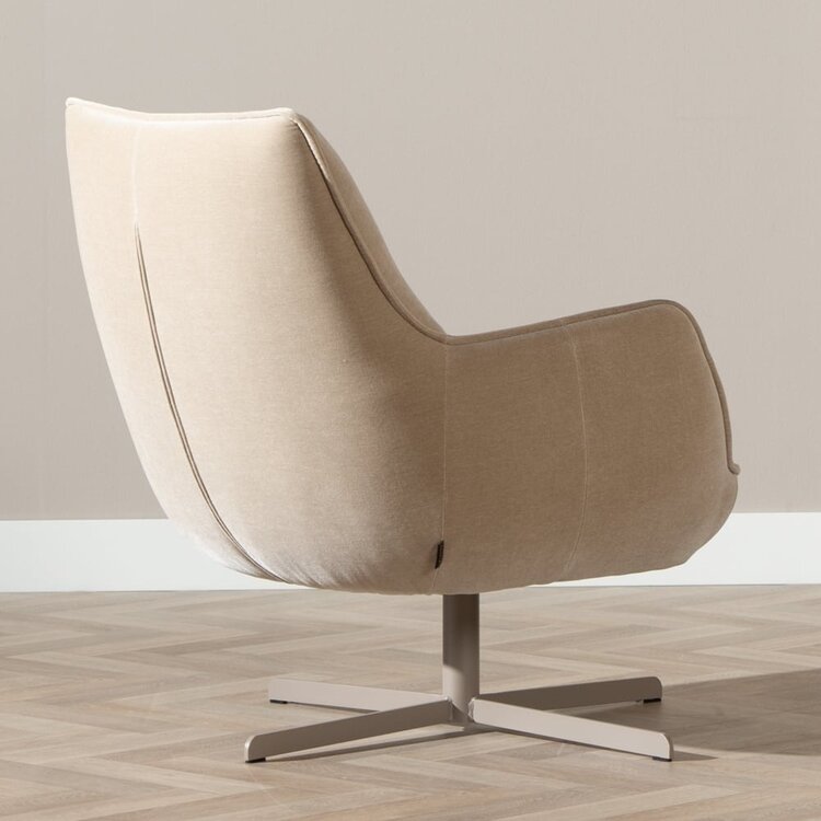 Fauteuil pivotant en velours Stella taupe