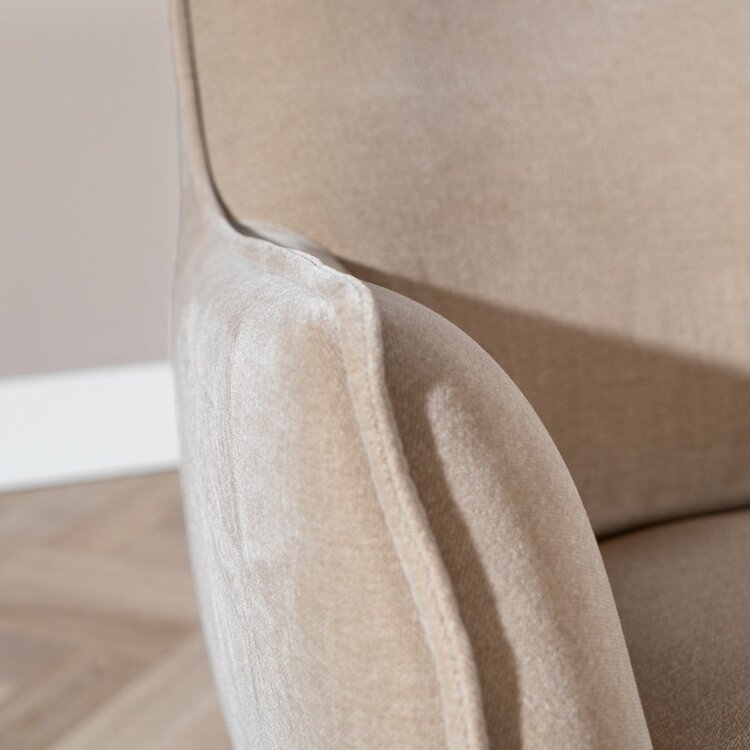 Fauteuil pivotant en velours Stella taupe