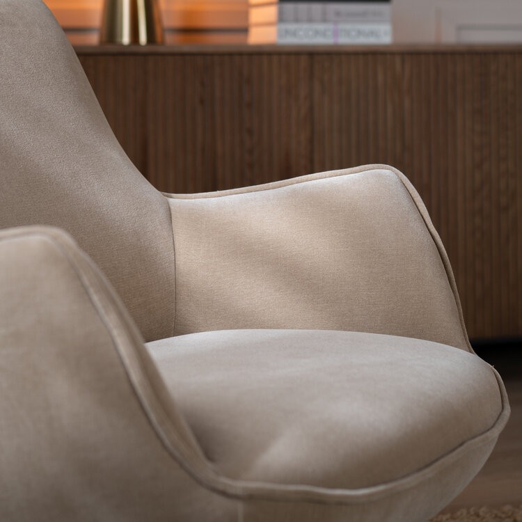 Fauteuil pivotant en velours Stella taupe