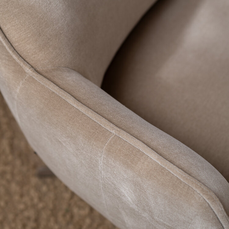 Fauteuil pivotant en velours Stella taupe