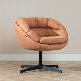 Fauteuil pivotant Porto tissu lin orange cuivre