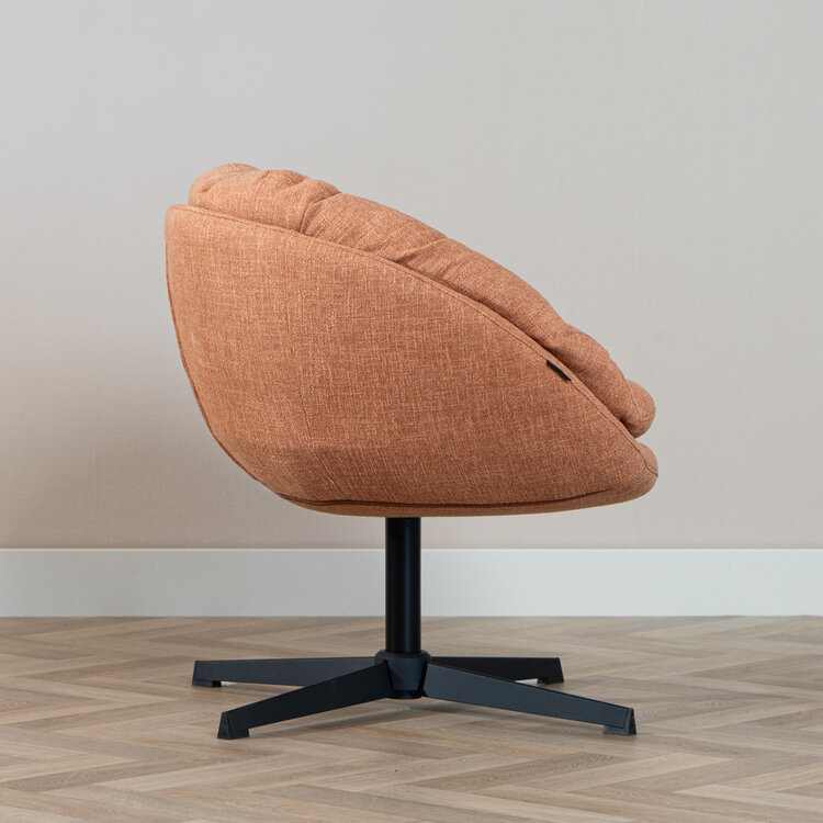Fauteuil pivotant Porto tissu lin orange cuivre
