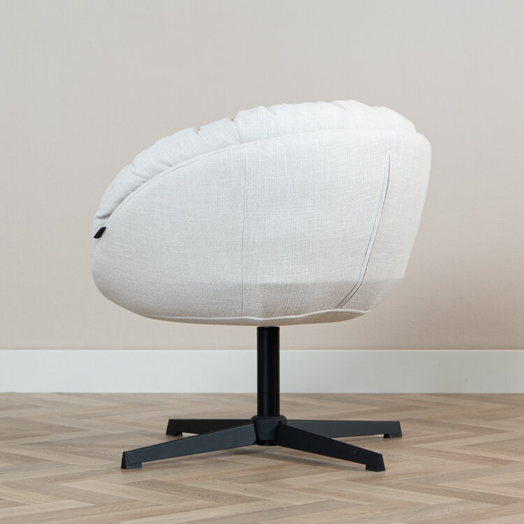 Fauteuil pivotant Porto tissu lin blanc cassé