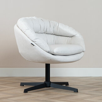 Fauteuil pivotant Porto tissu lin blanc cassé