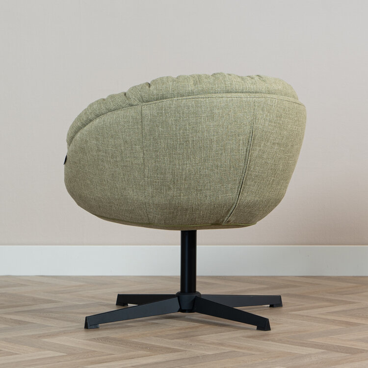 Fauteuil pivotant Porto tissu lin vert olive