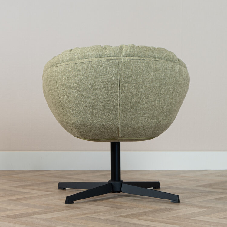 Fauteuil pivotant Porto tissu lin vert olive