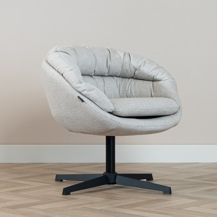 Fauteuil pivotant Porto tissu lin taupe