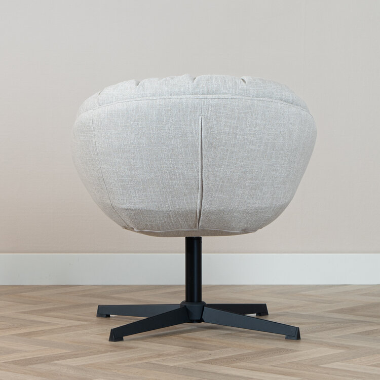 Fauteuil pivotant Porto tissu lin taupe