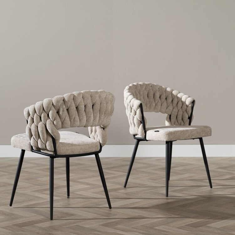 Chaise de salle à manger Braid chenille beige