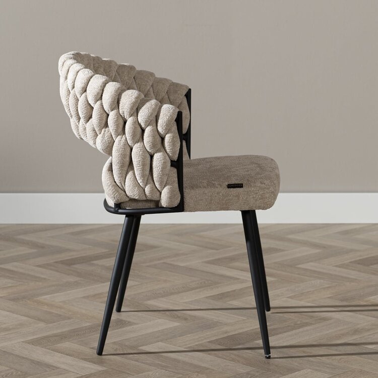 Chaise de salle à manger Braid chenille beige