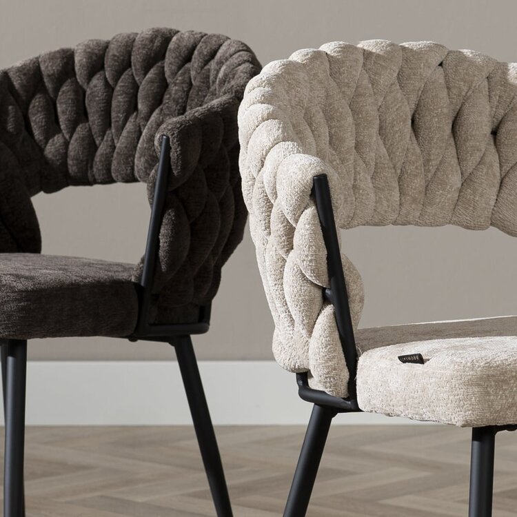 Chaise de salle à manger Braid chenille beige