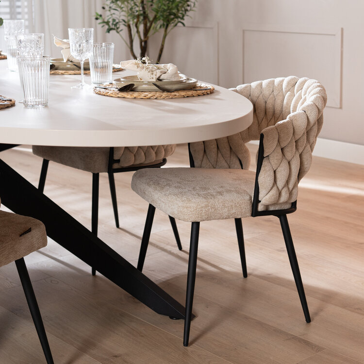 Chaise de salle à manger Braid chenille beige