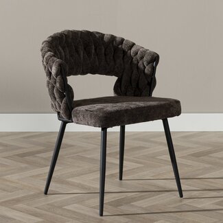 Chaise de salle à manger Braid chenille marron