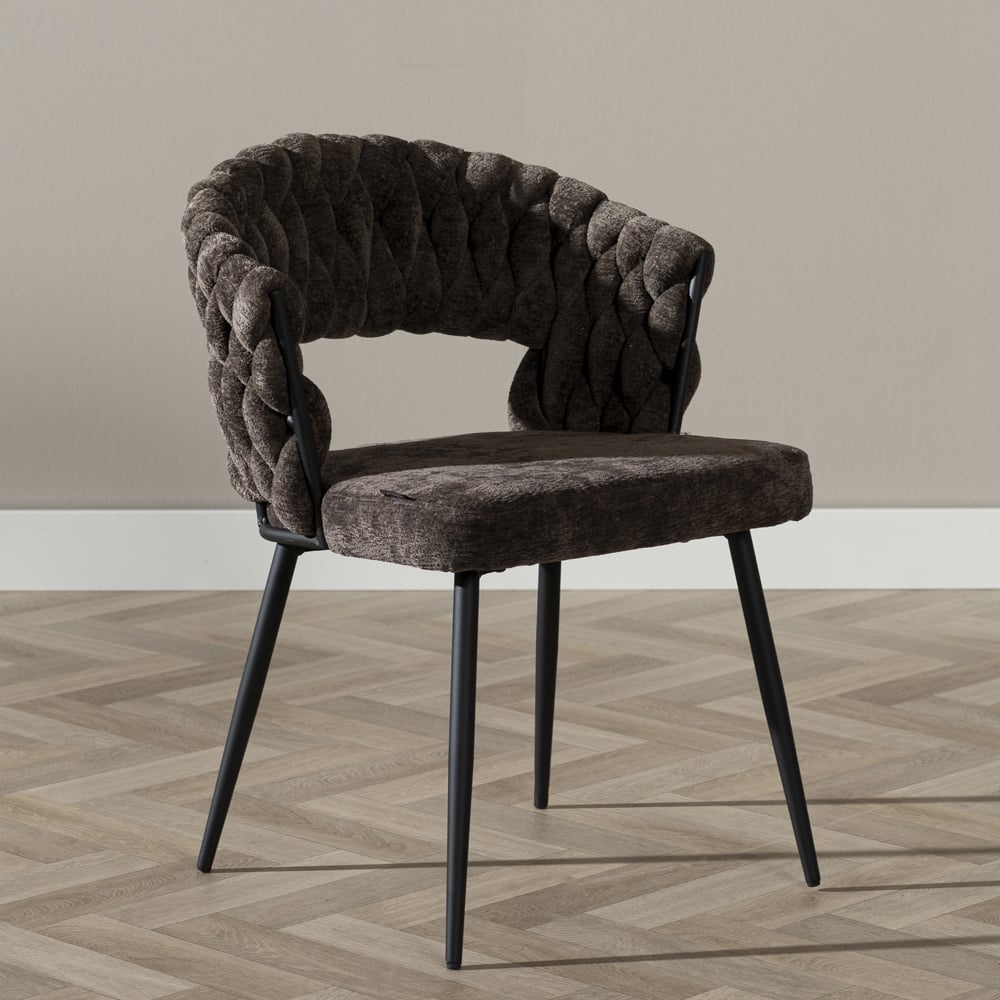 Chaise de salle à manger Braid chenille marron