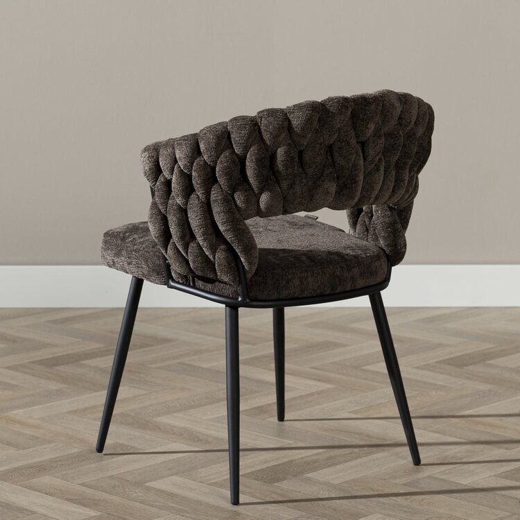 Chaise de salle à manger Braid chenille marron