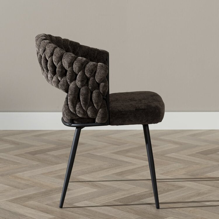 Chaise de salle à manger Braid chenille marron