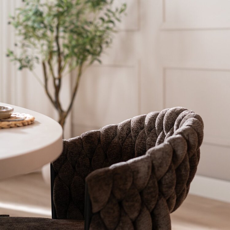 Chaise de salle à manger Braid chenille marron