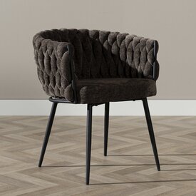 Chaise de salle à manger River chenille marron