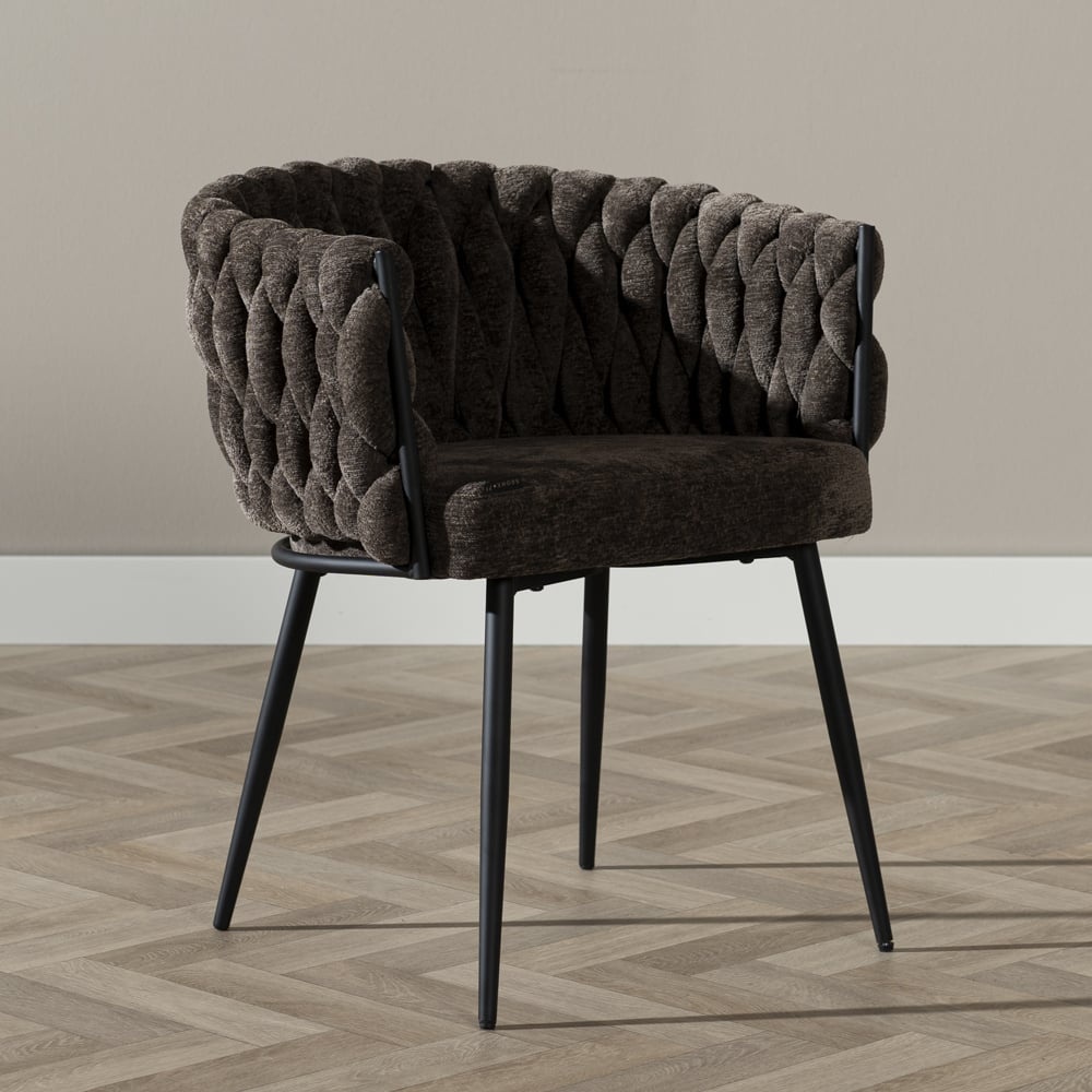 Chaise de salle à manger River chenille marron