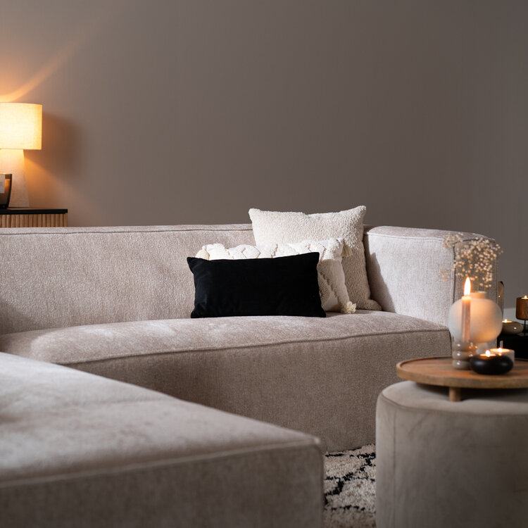 Canapé d'angle Memphis blanc tissu chenille gauche