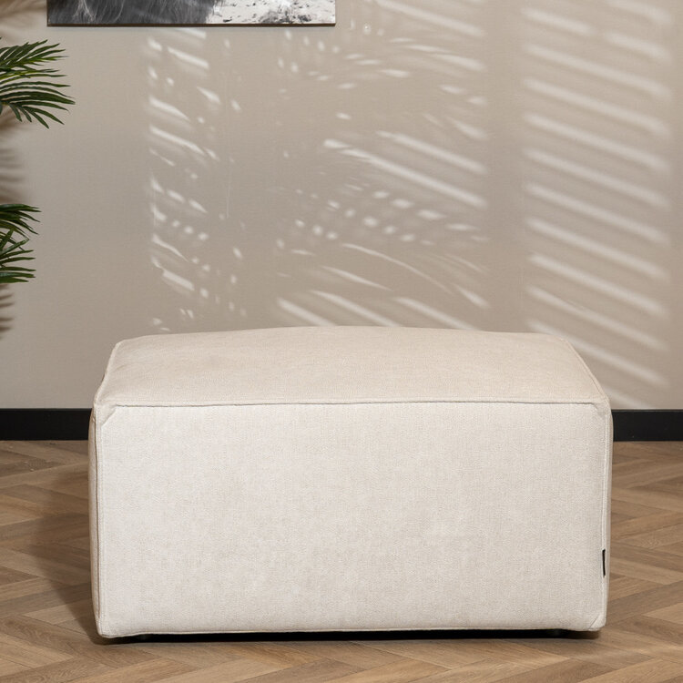 Pouf Scandinave Memphis tissu mélangé blanc