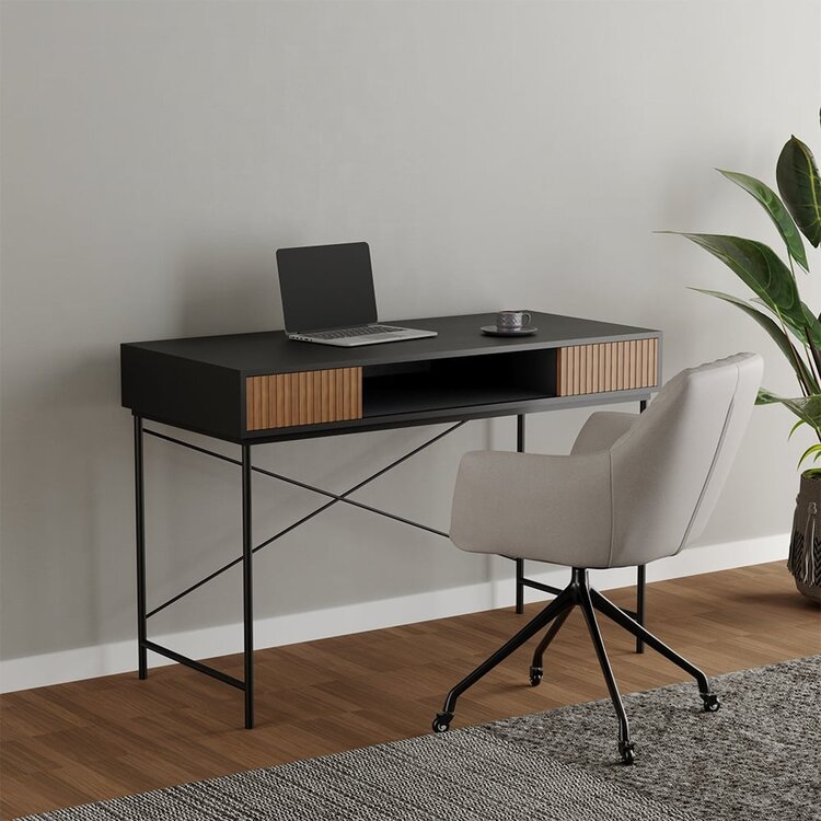 Bureau Maury noir / chêne rustique 120x55x77