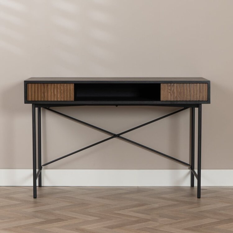 Bureau Maury noir / chêne rustique 120x55x77