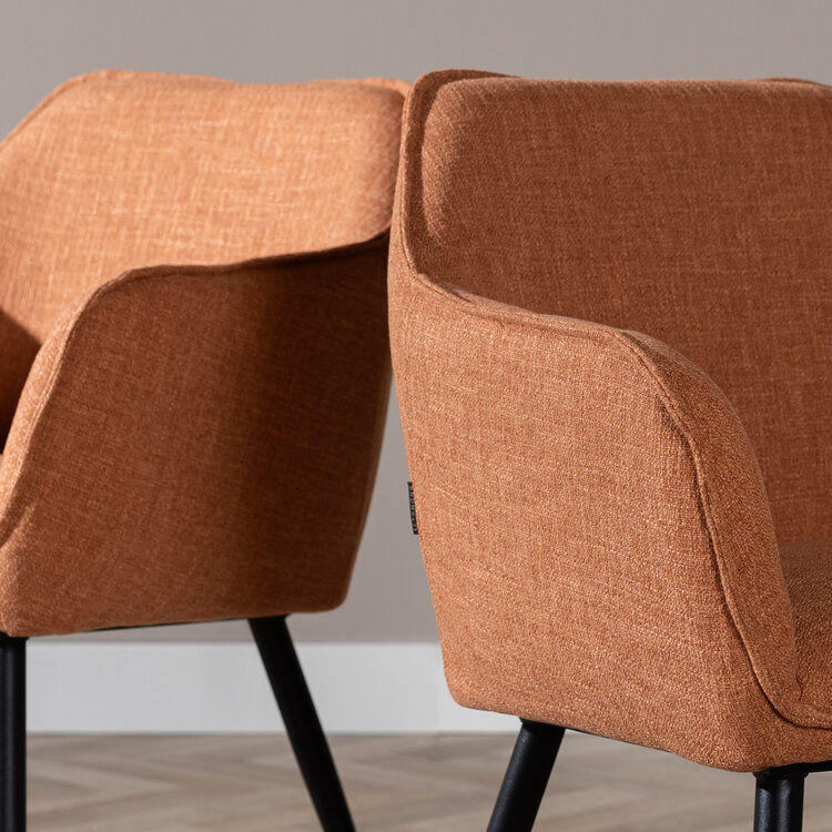 Chaise de salle à manger Ciara tissu lin terracotta