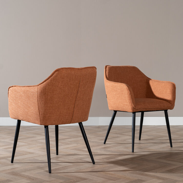 Chaise de salle à manger Ciara tissu lin terracotta